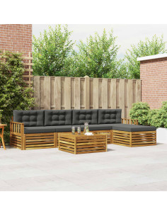 Set di divani con cuscino 6 pcs Naturale e Antracite