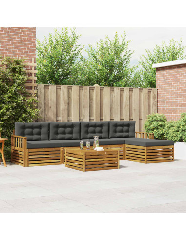 Set di divani con cuscino 6 pcs Naturale e Antracite