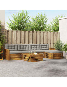 Set di divani con cuscino 6 pcs Grigio Naturale e Chiaro