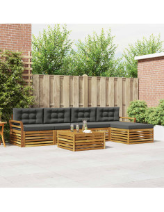 Set di divani con cuscino 6 pcs Naturale e Antracite