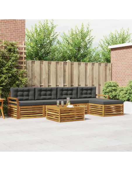 Set di divani con cuscino 6 pcs Naturale e Antracite