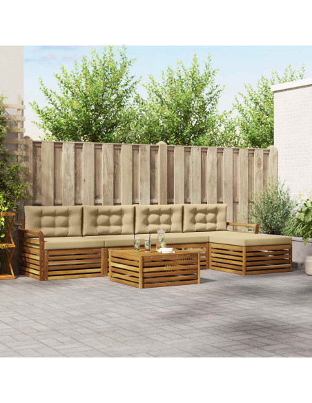 Set di divani con cuscino 6 pcs Naturale e Beige