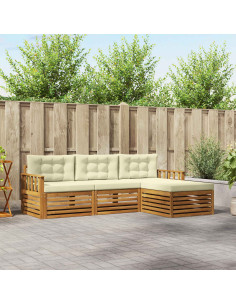 Set di divani con cuscino 4 pcs Naturale e Crema