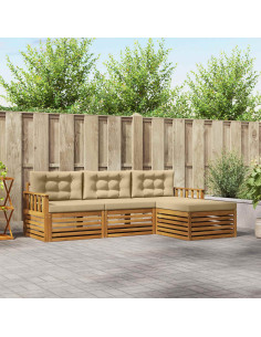 Set di divani con cuscino 4 pcs Naturale e Beige