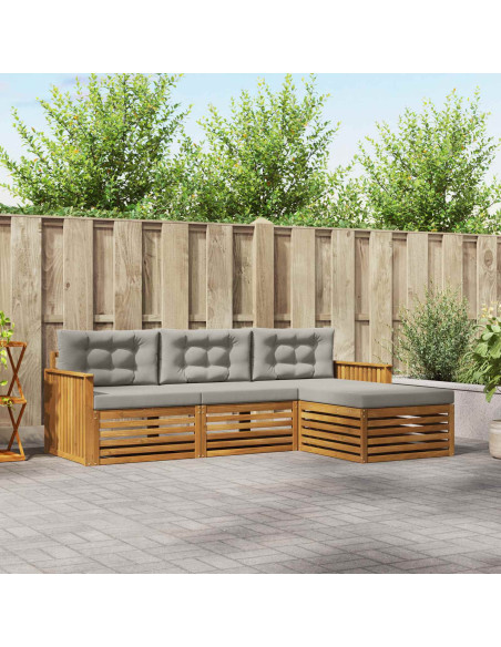 Set di divani con cuscino 4 pcs Grigio Naturale e Chiaro