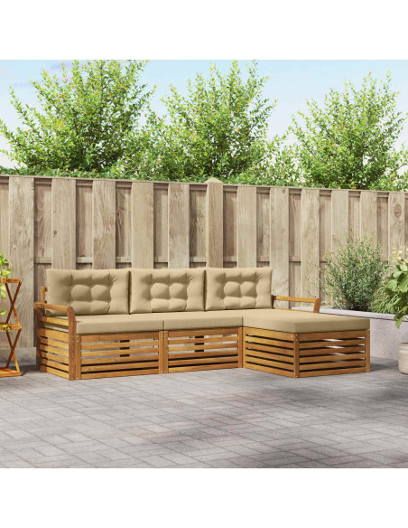 Set di divani con cuscino 4 pcs Naturale e Beige
