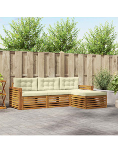 Set di divani con cuscino 4 pcs Naturale e Crema