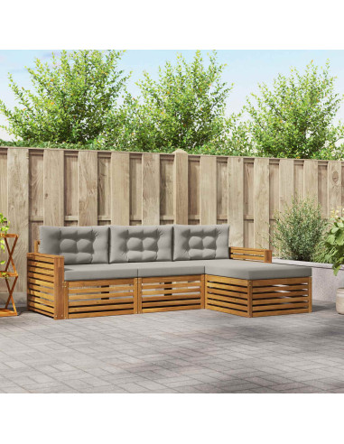 Set di divani con cuscino 4 pcs Grigio Naturale e Chiaro