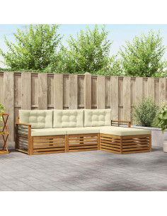 Set di divani con cuscino 4 pcs Naturale e Crema