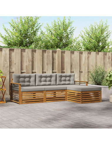 Set di divani con cuscino 4 pcs Grigio Naturale e Chiaro