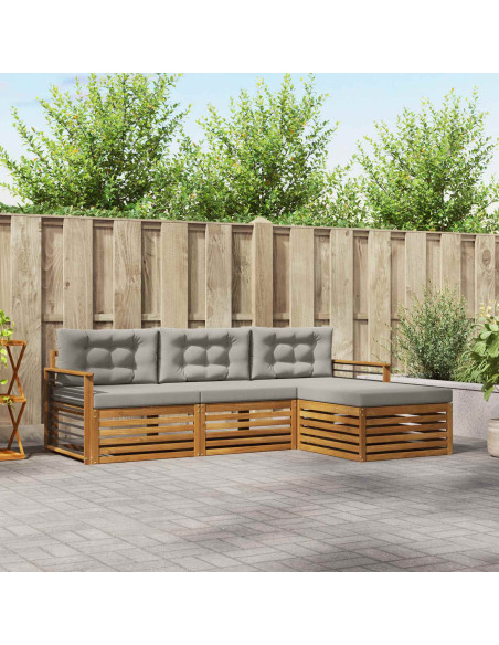 Set di divani con cuscino 4 pcs Grigio Naturale e Chiaro