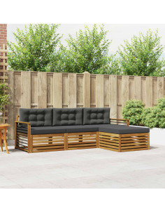 Set di divani con cuscino 4 pcs Naturale e Antracite