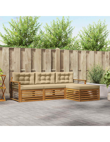 Set di divani con cuscino 4 pcs Naturale e Beige