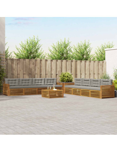 Set di divani con cuscino 9 pcs Grigio Naturale e Chiaro