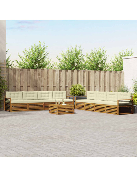 Set di divani con cuscino 9 pcs Naturale e Crema