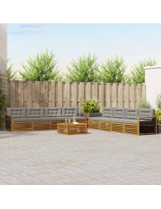 Set di divani con cuscino 9 pcs Grigio Naturale e Chiaro