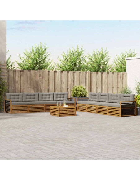 Set di divani con cuscino 9 pcs Grigio Naturale e Chiaro