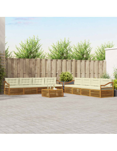 Set di divani con cuscino 9 pcs Naturale e Crema