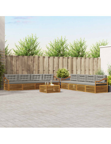 Set di divani con cuscino 9 pcs Grigio Naturale e Chiaro