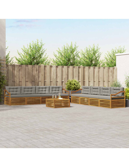 Set di divani con cuscino 9 pcs Grigio Naturale e Chiaro