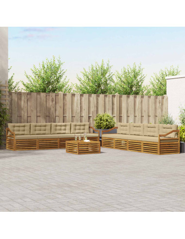 Set di divani con cuscino 9 pcs Naturale e Beige