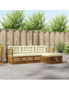 Set di divani con cuscino 4 pcs Naturale e Crema