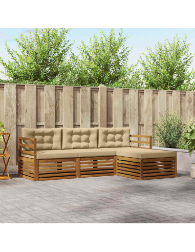 Set di divani con cuscino 4 pcs Naturale e Beige