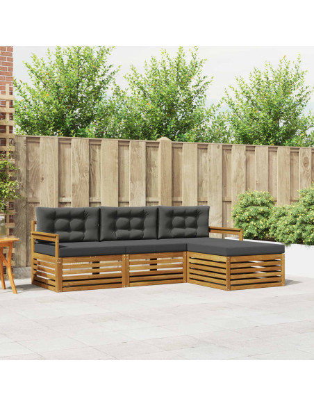 Set di divani con cuscino 4 pcs Naturale e Antracite