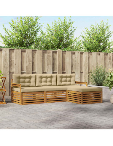 Set di divani con cuscino 4 pcs Naturale e Beige