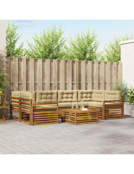 Set di divani con cuscino 8 pcs Naturale e Beige