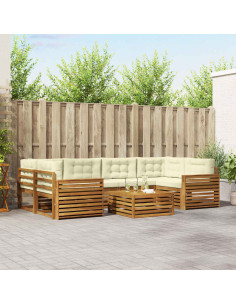 Set di divani con cuscino 8 pcs Naturale e Crema