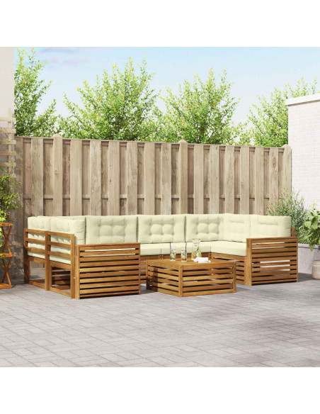 Set di divani con cuscino 8 pcs Naturale e Crema