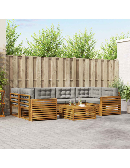 Set di divani con cuscino 21 pcs Grigio Naturale e Chiaro