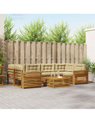 Set di divani con cuscino 8 pcs Naturale e Beige
