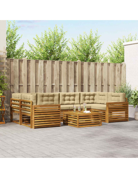 Set di divani con cuscino 8 pcs Naturale e Beige