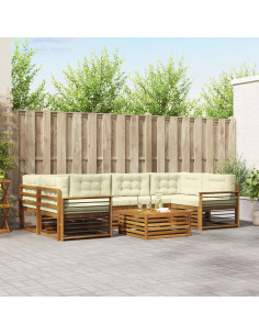 Set di divani con cuscino 8 pcs Naturale e Crema