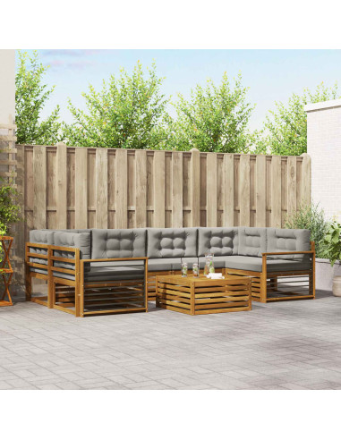 Set di divani con cuscino 21 pcs Grigio Naturale e Chiaro