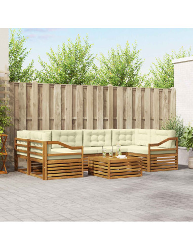 Set di divani con cuscino 8 pcs Naturale e Crema