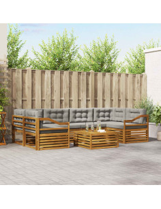 Set di divani con cuscino 21 pcs Grigio Naturale e Chiaro