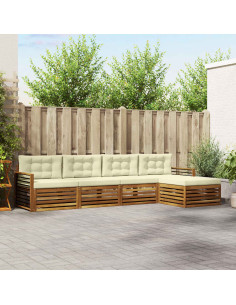 Set di divani con cuscino 5 pcs Naturale e Crema