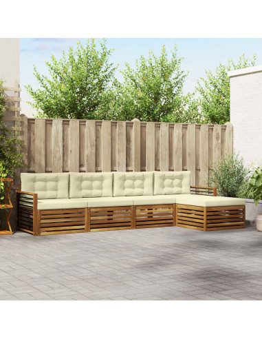 Set di divani con cuscino 5 pcs Naturale e Crema