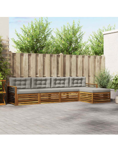 Set di divani con cuscino 5 pcs Grigio Naturale e Chiaro