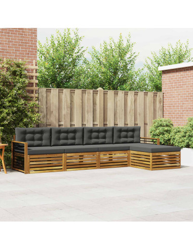 Set di divani con cuscino 5 pcs Naturale e Antracite