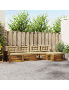 Set di divani con cuscino 5 pcs Naturale e Beige