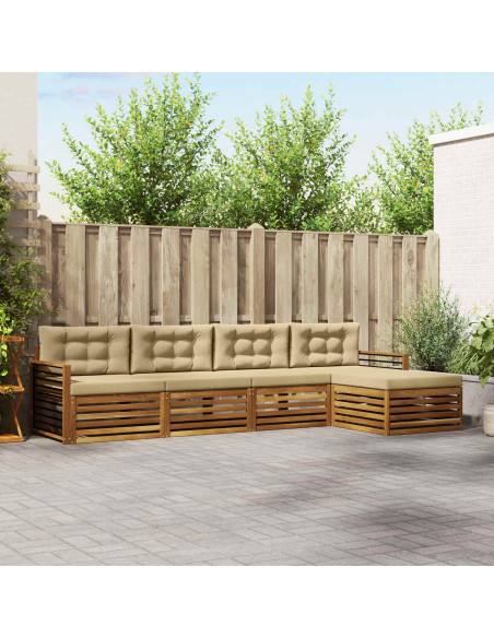 Set di divani con cuscino 5 pcs Naturale e Beige