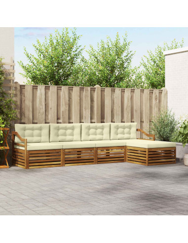 Set di divani con cuscino 5 pcs Naturale e Crema