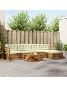 Set di divani con cuscino 6 pcs Naturale e Crema