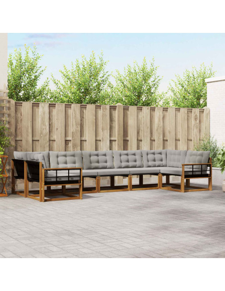 Set di divani con cuscino 7 pcs Grigio Naturale e Chiaro