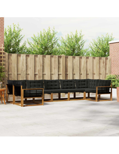 Set di divani con cuscino 7 pcs Naturale e Nero