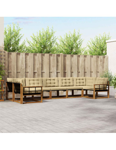 Set di divani con cuscino 7 pcs Naturale e Beige